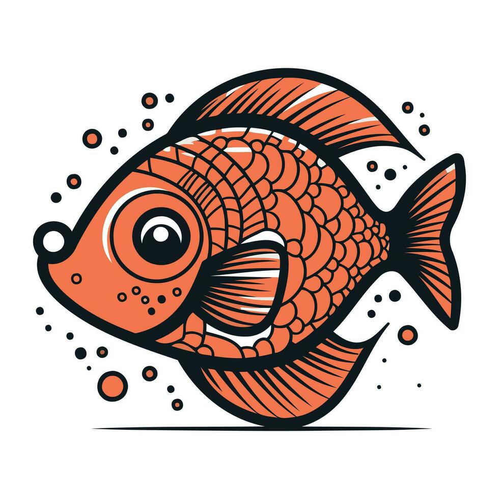 ilustração do uma peixe em uma branco fundo. vetor ilustração.