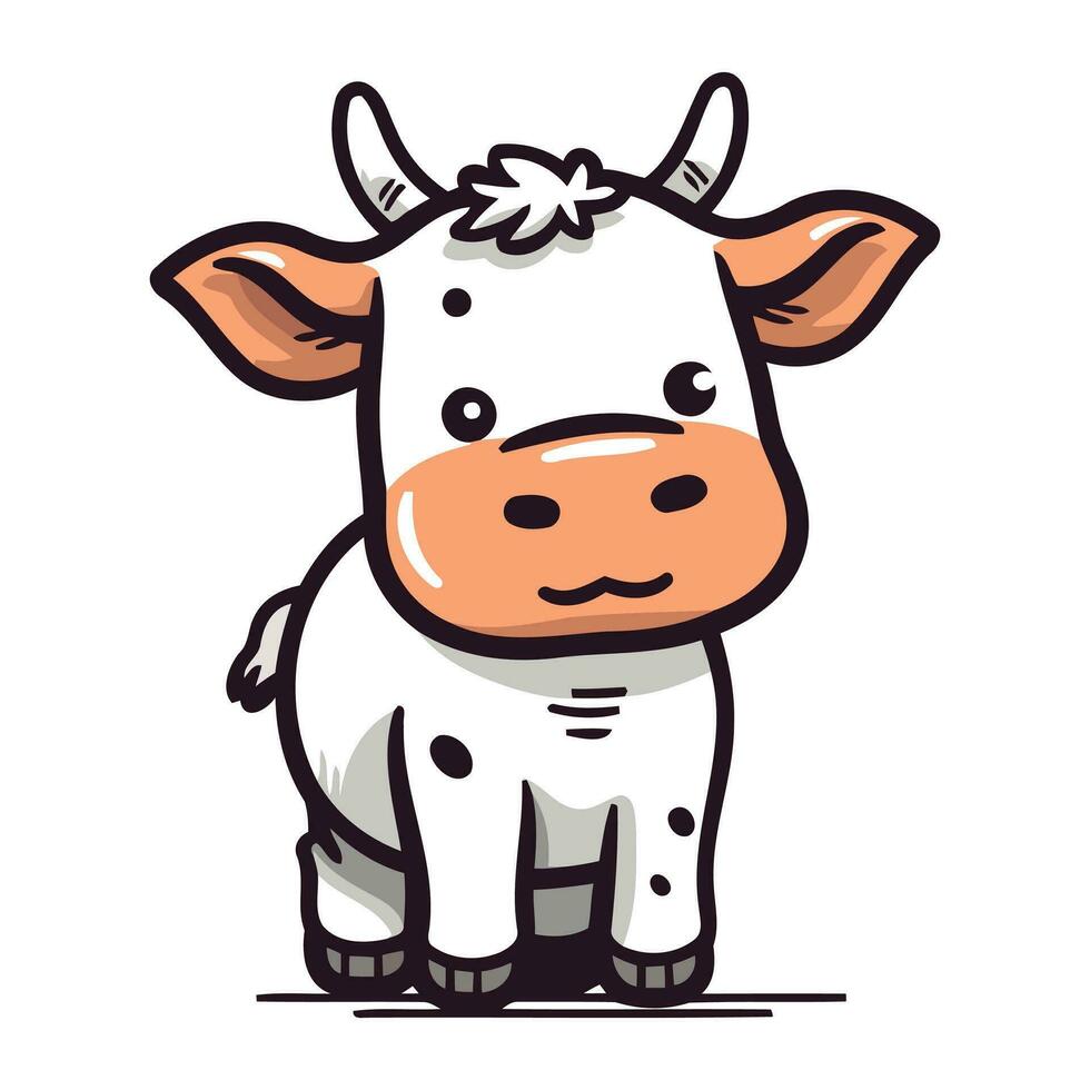 fofa desenho animado vaca isolado em uma branco fundo. vetor ilustração.