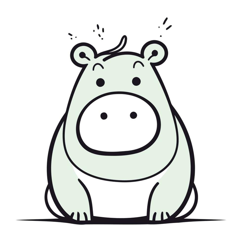 fofa desenho animado hipopótamo. vetor ilustração. isolado em branco fundo.