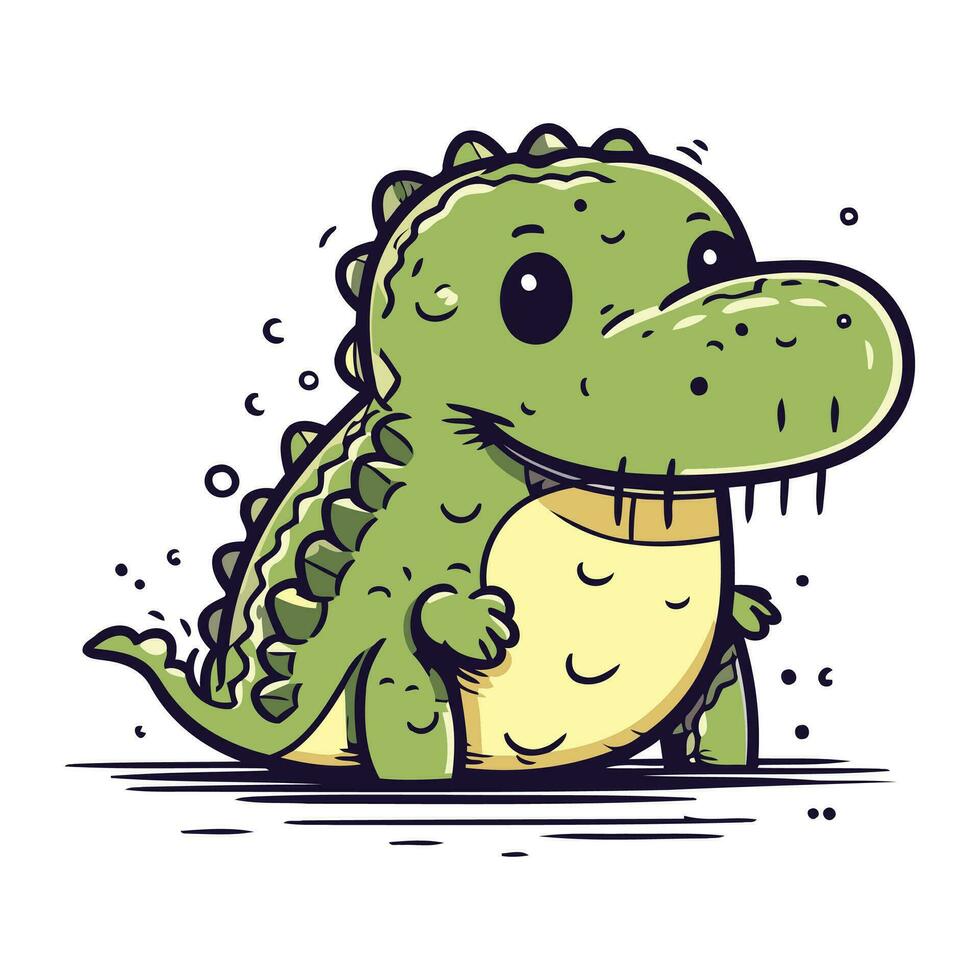 fofa desenho animado crocodilo. vetor ilustração isolado em branco fundo.