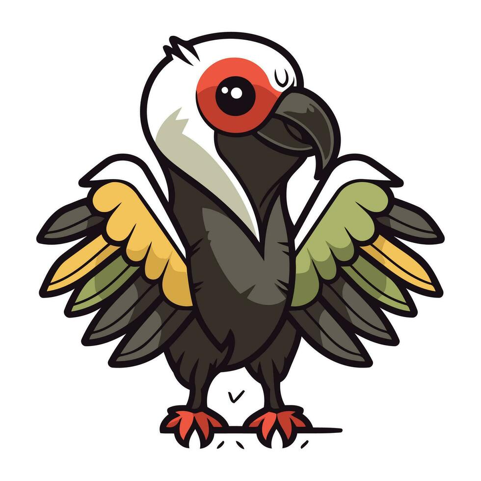 ilustração do uma papagaio com aberto asas em uma branco fundo vetor