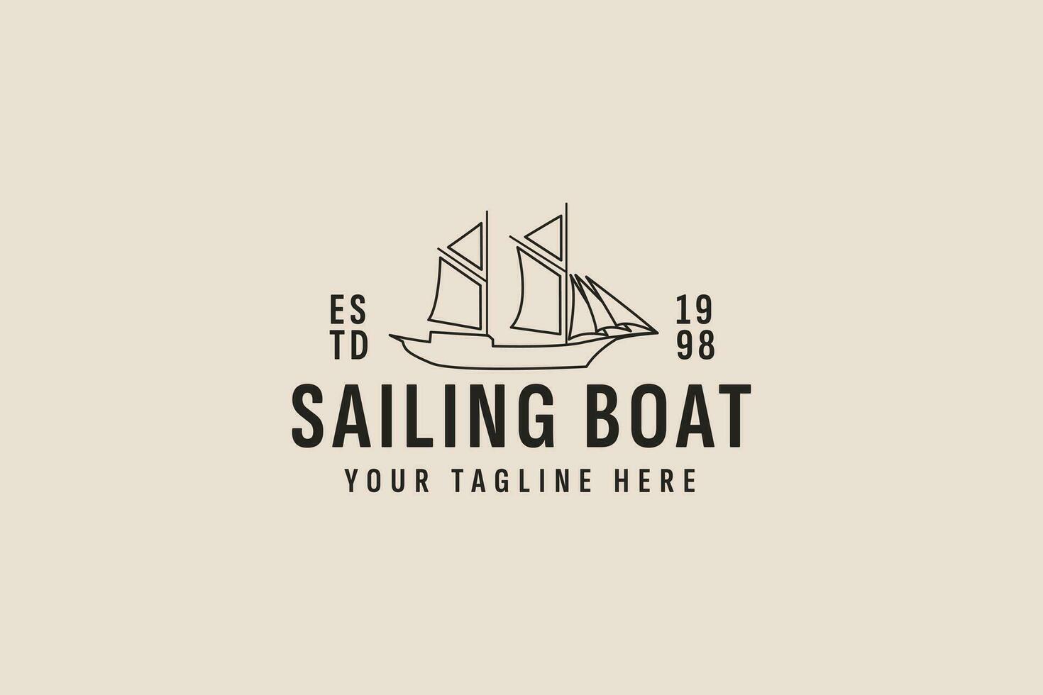 vintage estilo Navegando barco logotipo vetor ícone ilustração
