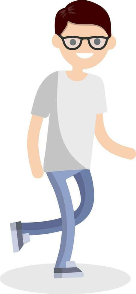 jovem adulto homem dentro branco camiseta e azul jeans. regular cara. comum Garoto correndo. ativo movimento e estilo de vida. desenho animado plano ilustração vetor