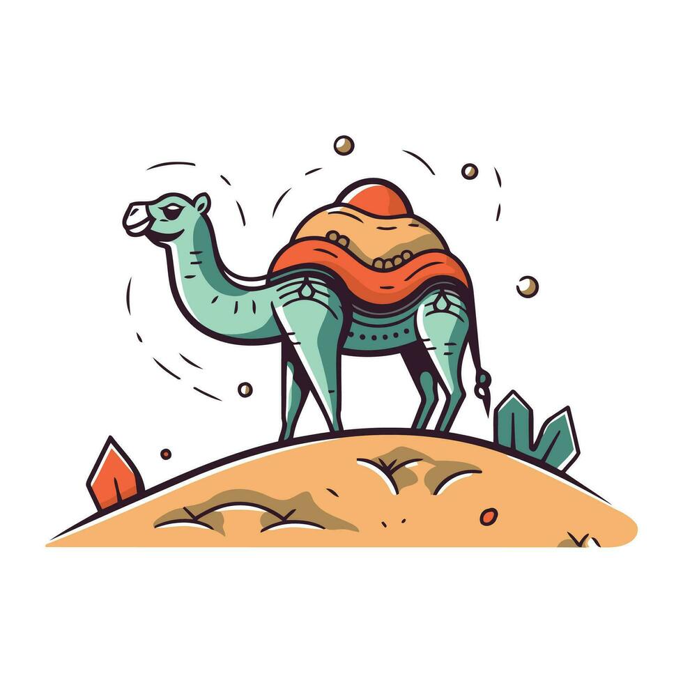 camelo dentro deserto. vetor ilustração dentro rabisco estilo.