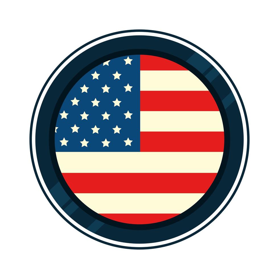 bandeira dos estados unidos em moldura circular vetor