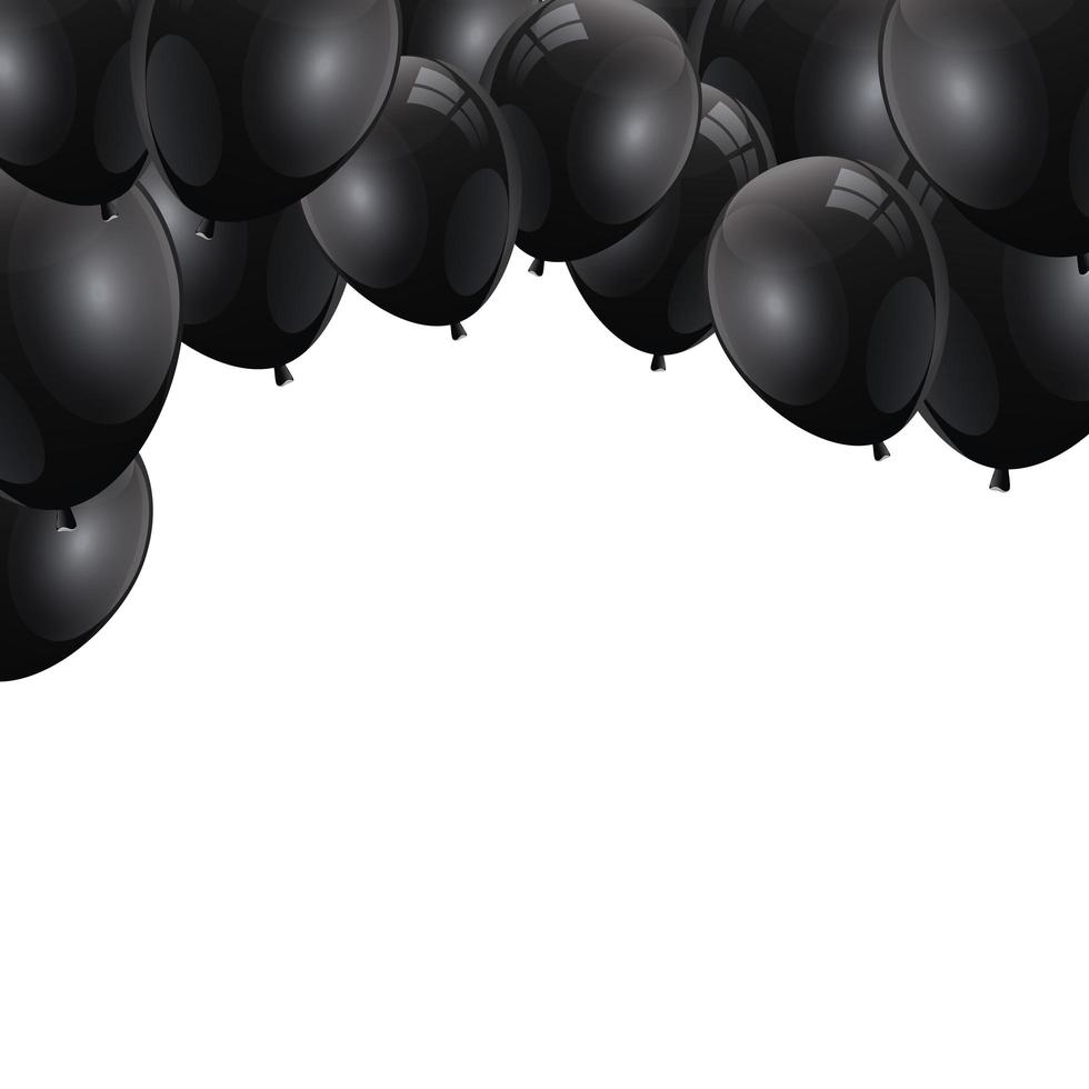 conjunto de balões hélio preto ícone isolado vetor
