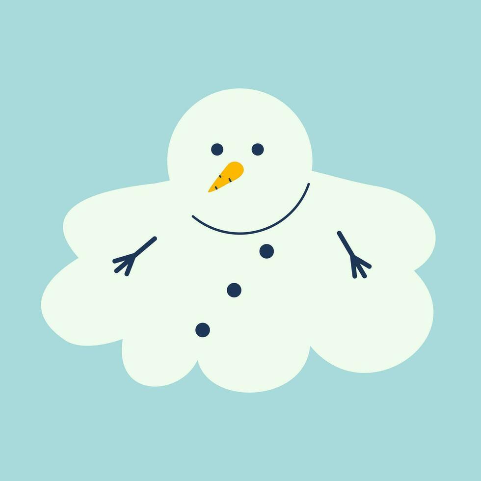Derretendo boneco de neve inverno personagem vetor