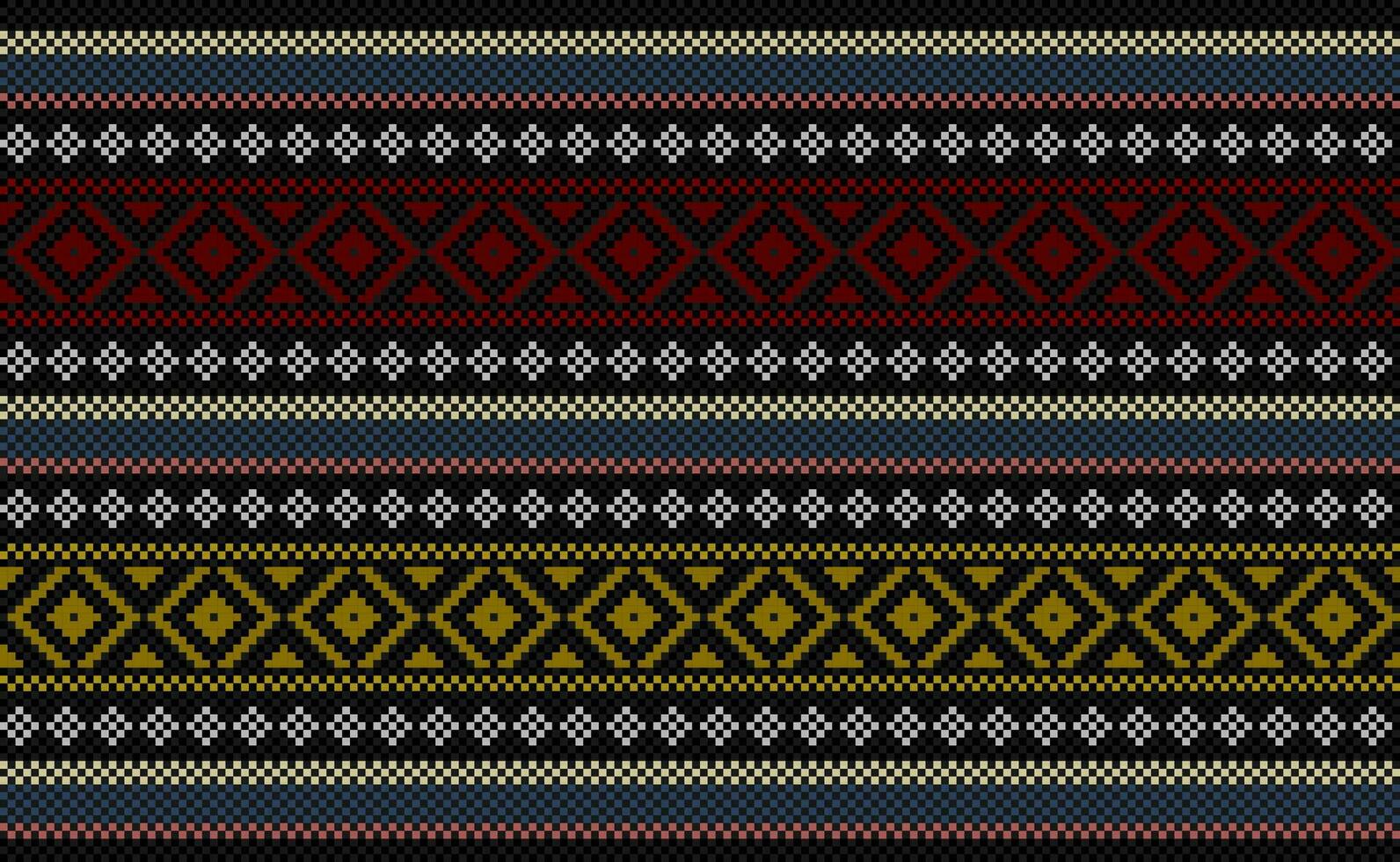 étnico pixels arte padrão, vetor geométrico tribal fundo, vermelho e Preto padronizar enfeite nativo