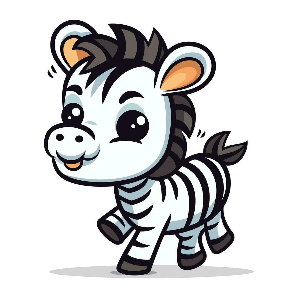 zebra fofa desenho animado mascote personagem vetor ilustração