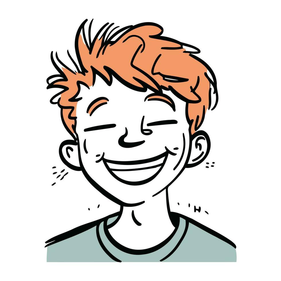 sorridente face do jovem homem com vermelho cabelo. vetor ilustração.