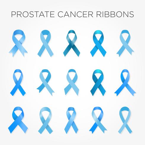 Conjunto de fitas azuis contra o câncer de próstata. vetor