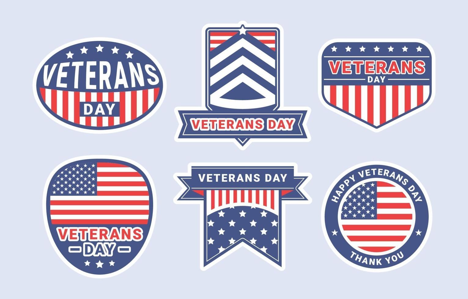 Conjunto de adesivos feliz dia dos veteranos vetor