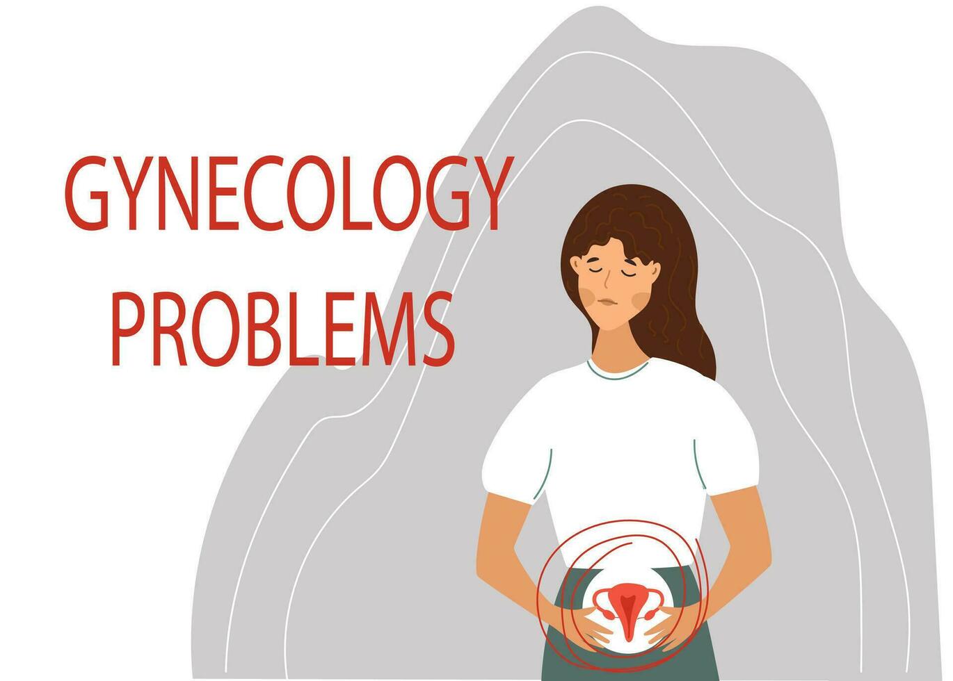 endometriose, endométrio disfuncionalidade, endometriose conceito.vetor plano ilustração vetor