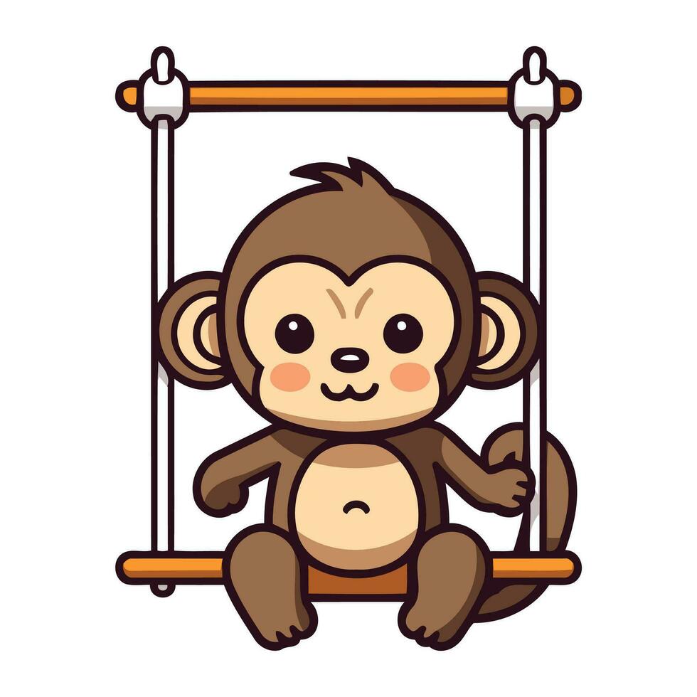 fofa macaco em balanço isolado em branco fundo. vetor ilustração.