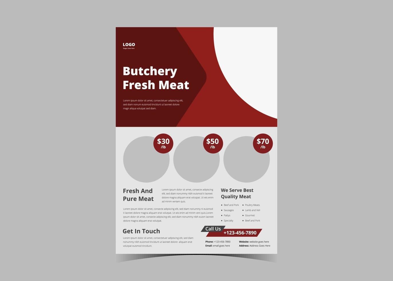 modelo de design de folheto de entrega de carne fresca vetor