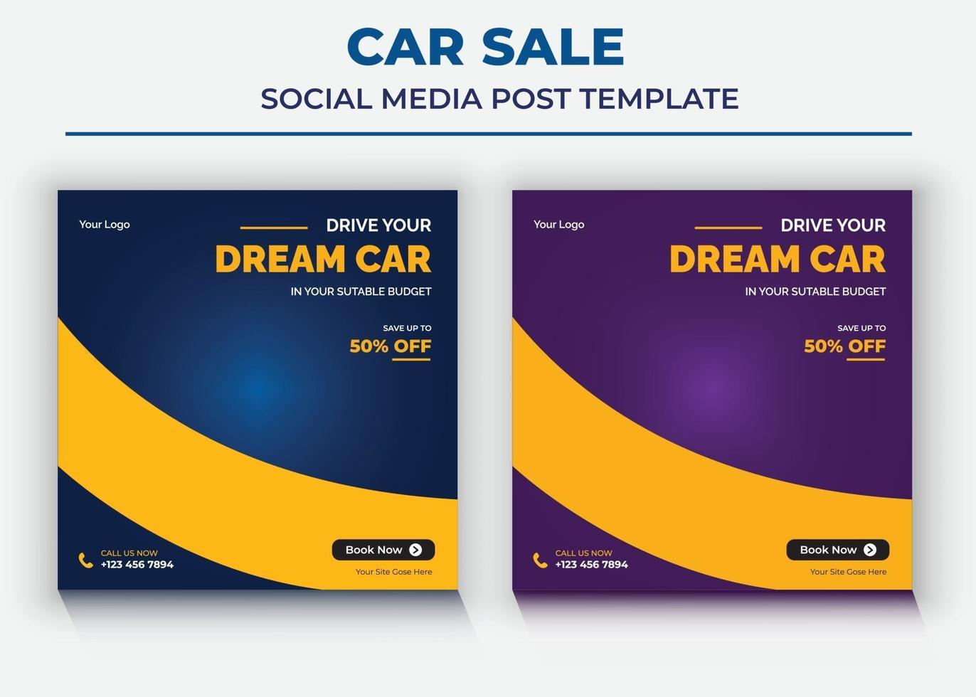 modelo de postagem de mídia social de venda de carro vetor