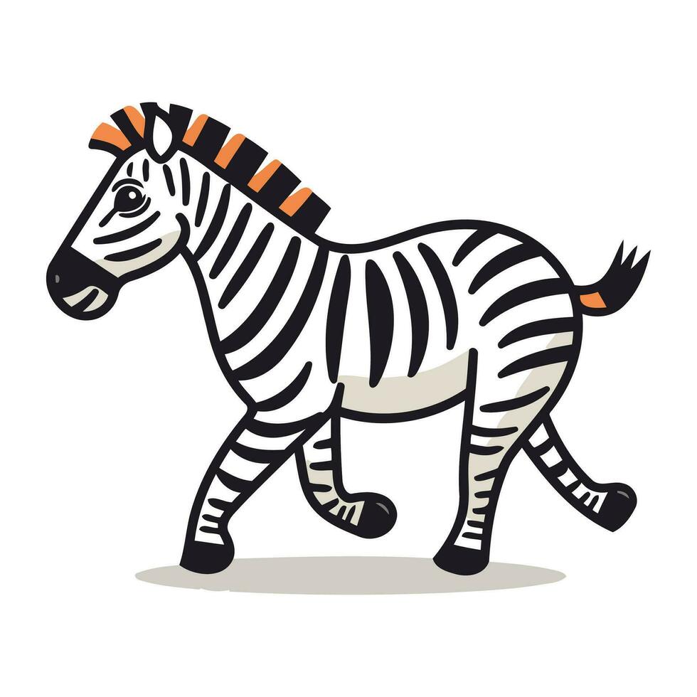 zebra vetor ilustração. fofa desenho animado zebra em branco fundo.