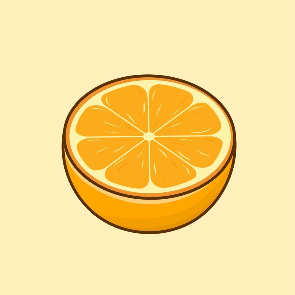 ilustração vetorial de laranja fatiada isolada com estilo de desenho de contorno vetor