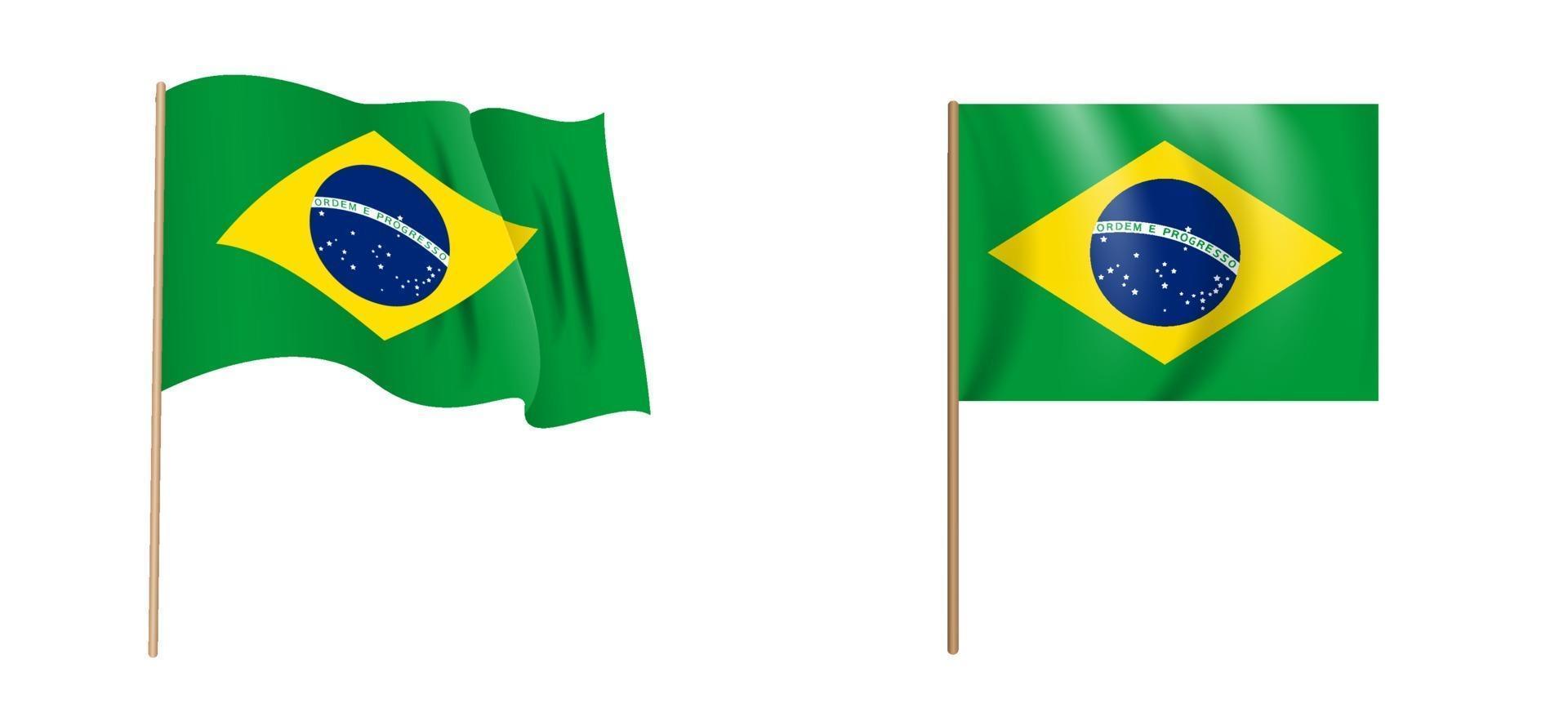 colorido naturalista acenando a bandeira brasileira. ilustração vetorial vetor