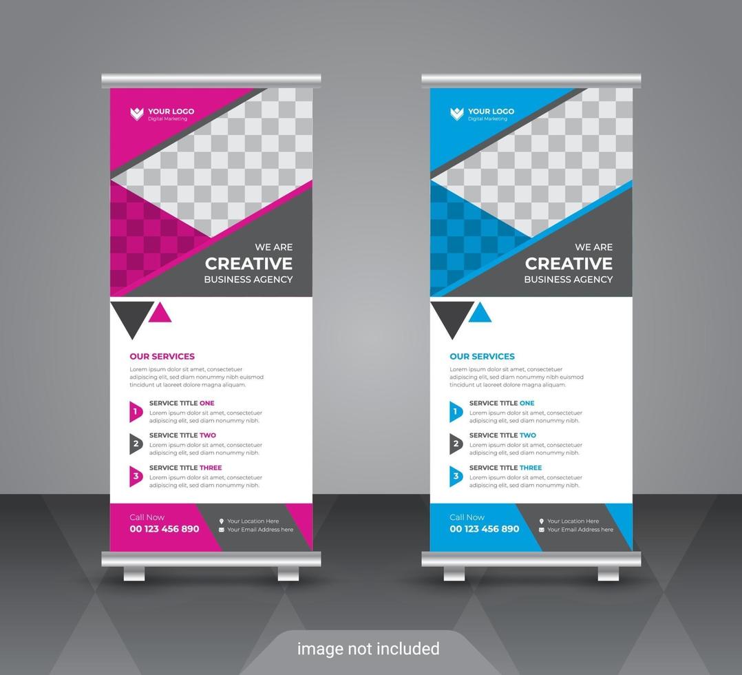 standee de negócios abstratos roll up banner design vetor