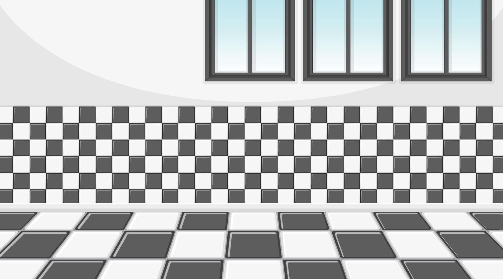 sala vazia com parede quadriculada e azulejos vetor