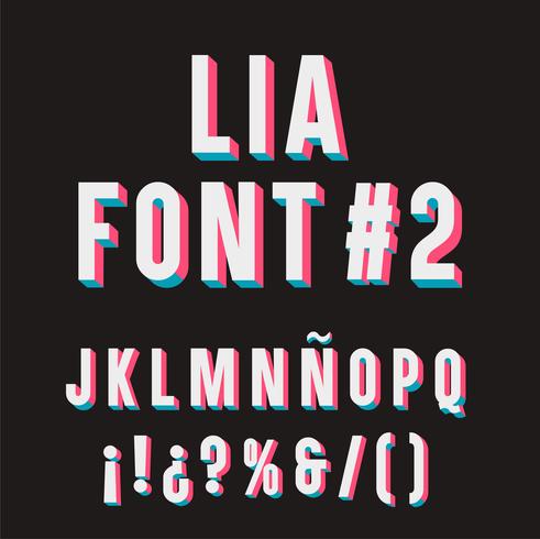 Lia Font # 2. Conjunto de Tipografia 3D. vetor