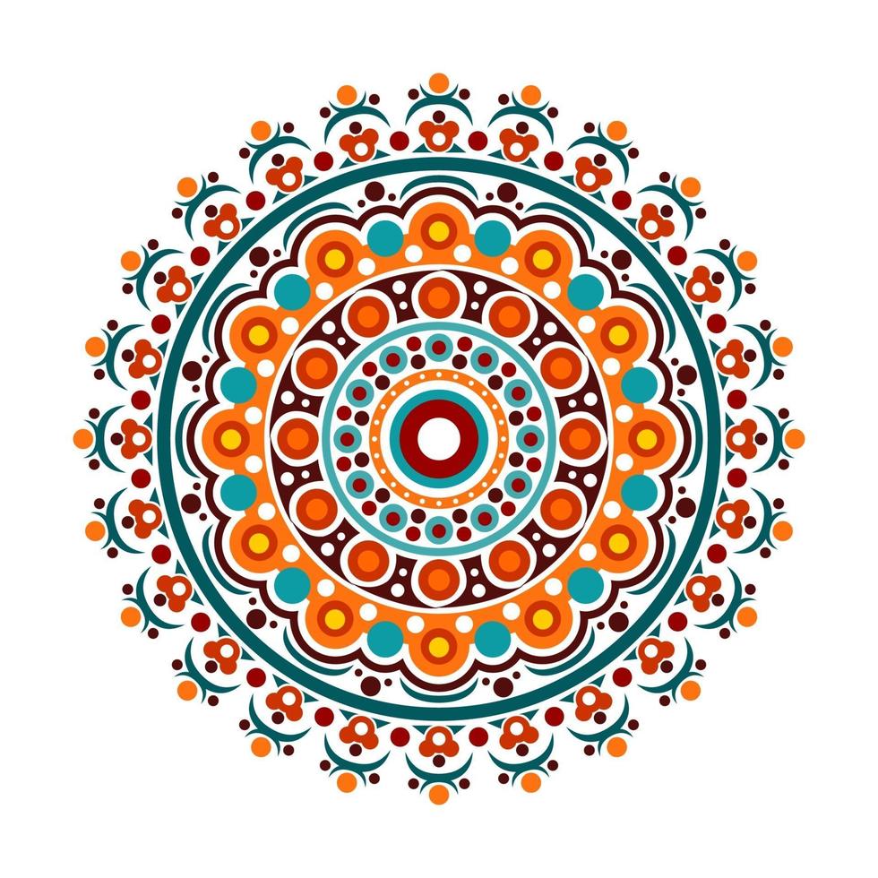 Desenho vetorial de arte mandala moderna com uma bela mistura de cores vetor