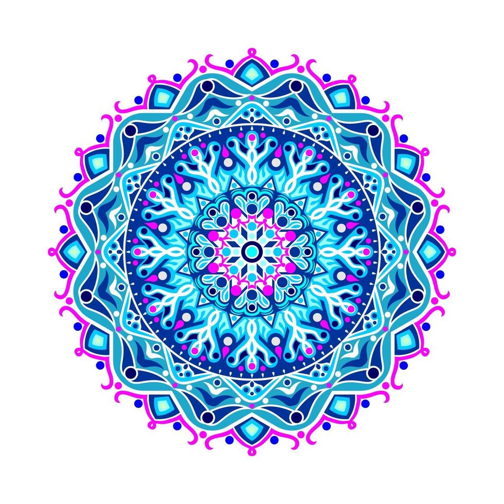 Desenho vetorial de arte mandala moderna com uma bela mistura de cores vetor