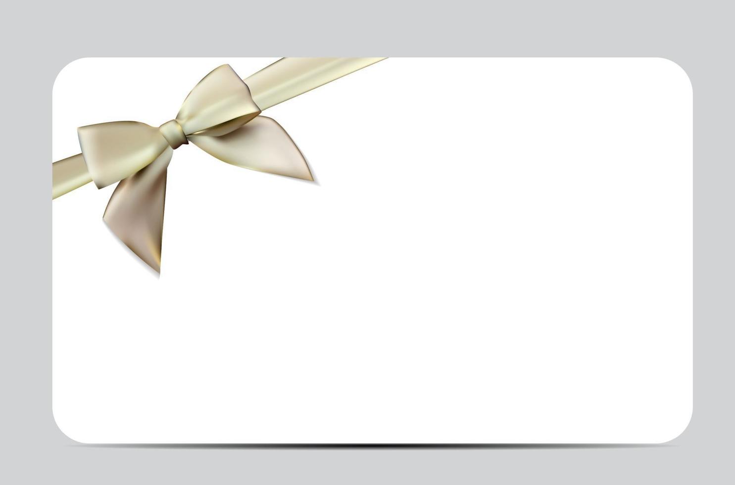 cartão-presente com fita de seda e arco. ilustração vetorial vetor