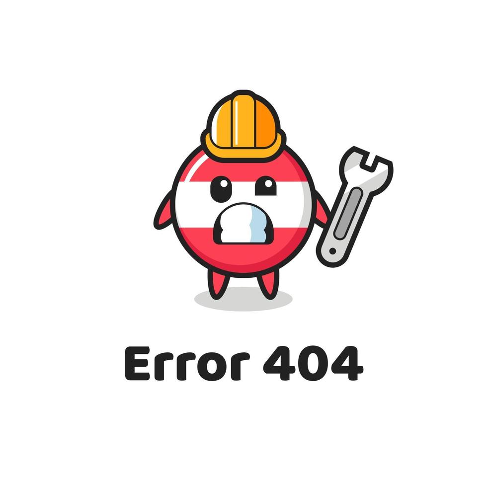 erro 404 com o mascote fofo da bandeira da Áustria vetor
