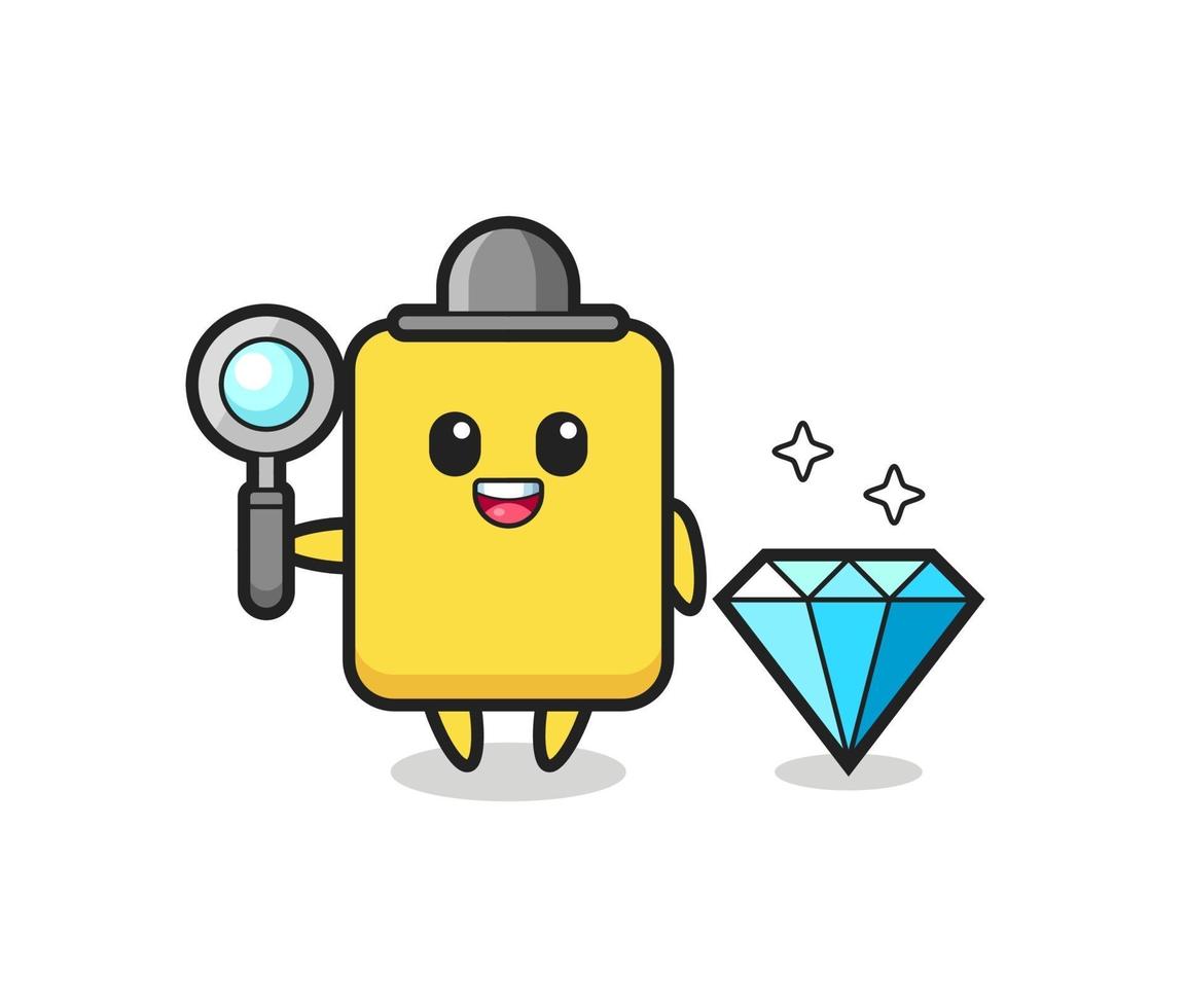 ilustração de personagem de cartão amarelo com um diamante vetor
