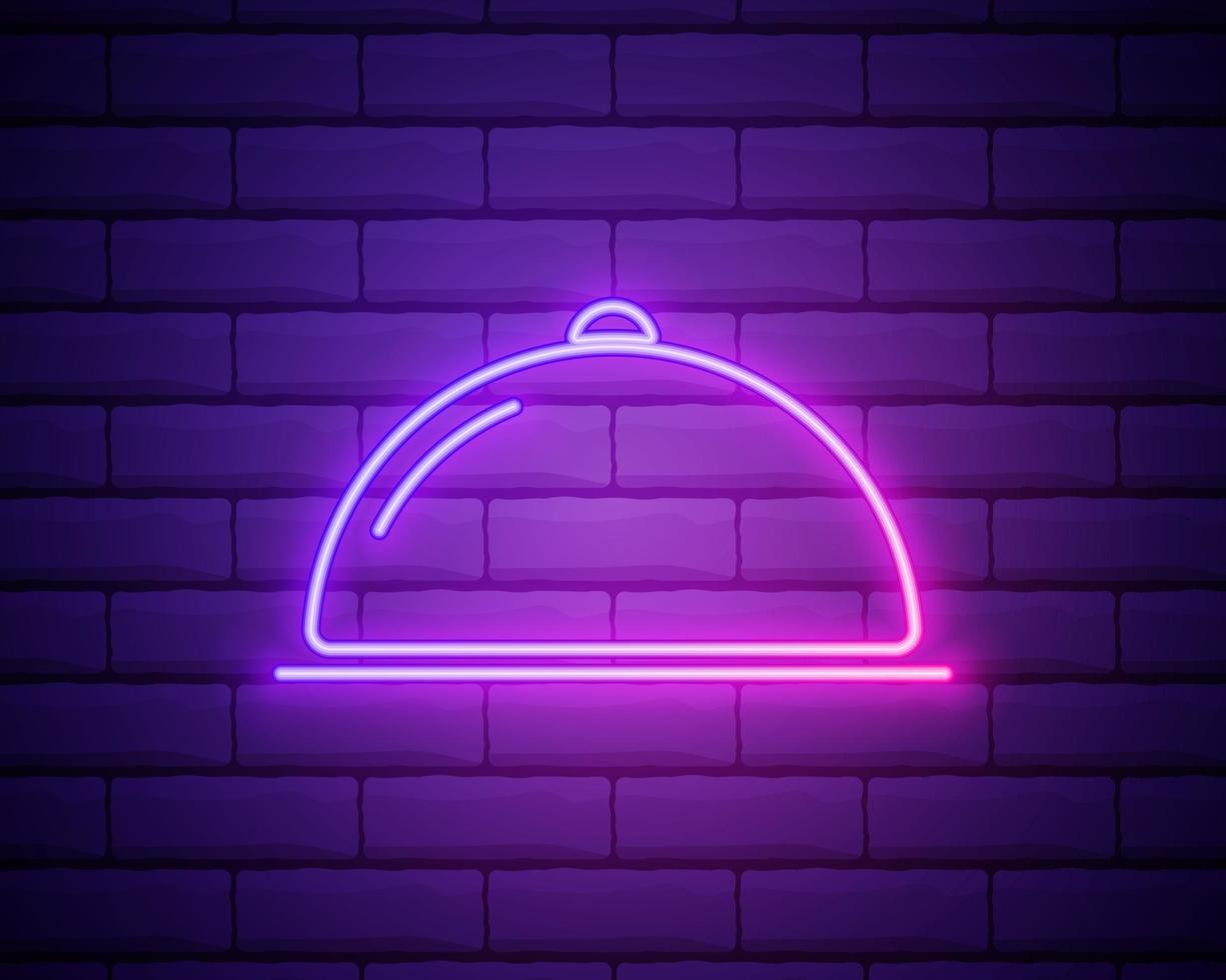 ícone de néon da bandeja do restaurante. elementos do conjunto da web. ícone simples vetor