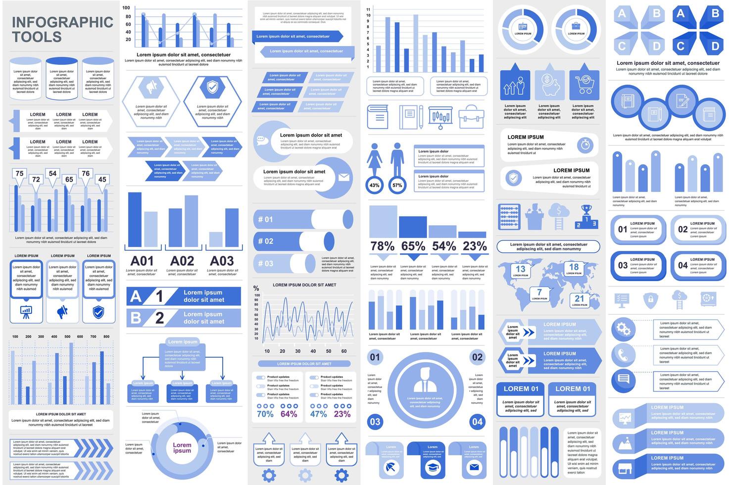 coleção infográfico elementos visualização de dados desenho vetorial vetor