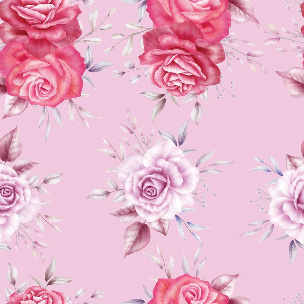 linda flor rosa sem costura padrão vetor