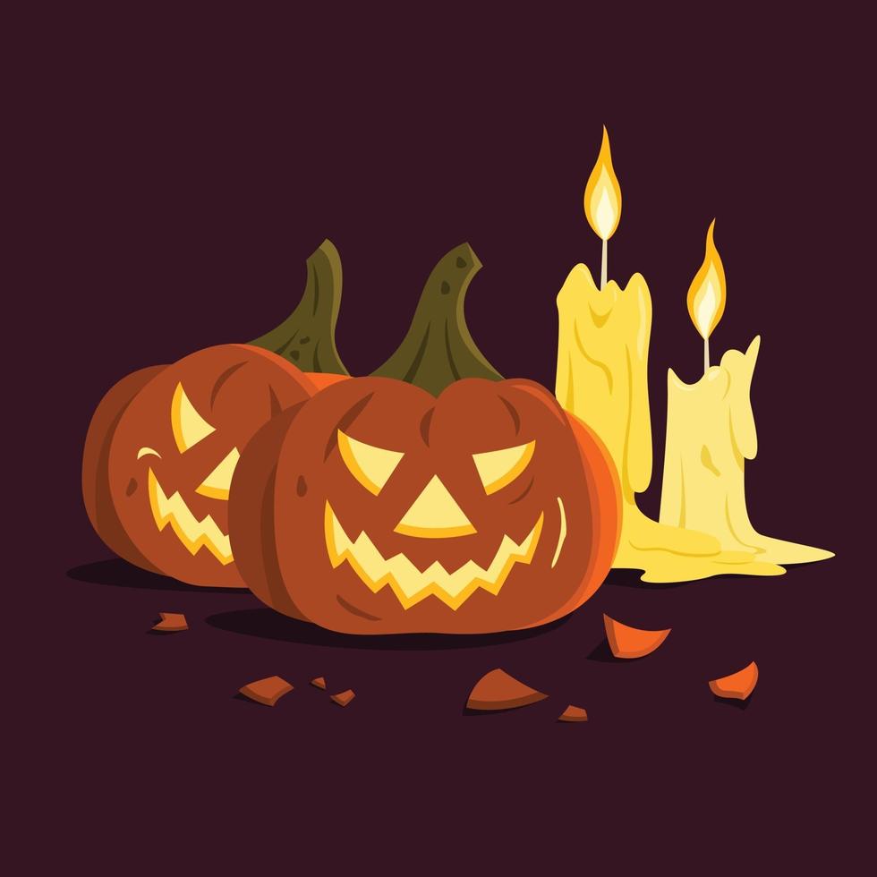 o jack o'lantern e velas para o papel de parede de halloween. vetor