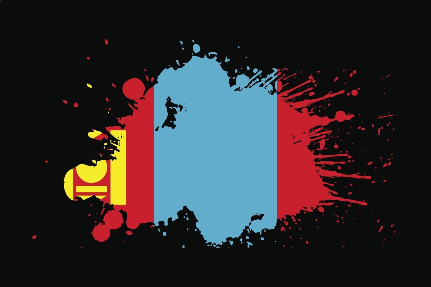 Bandeira da Mongólia com design de efeito grunge vetor