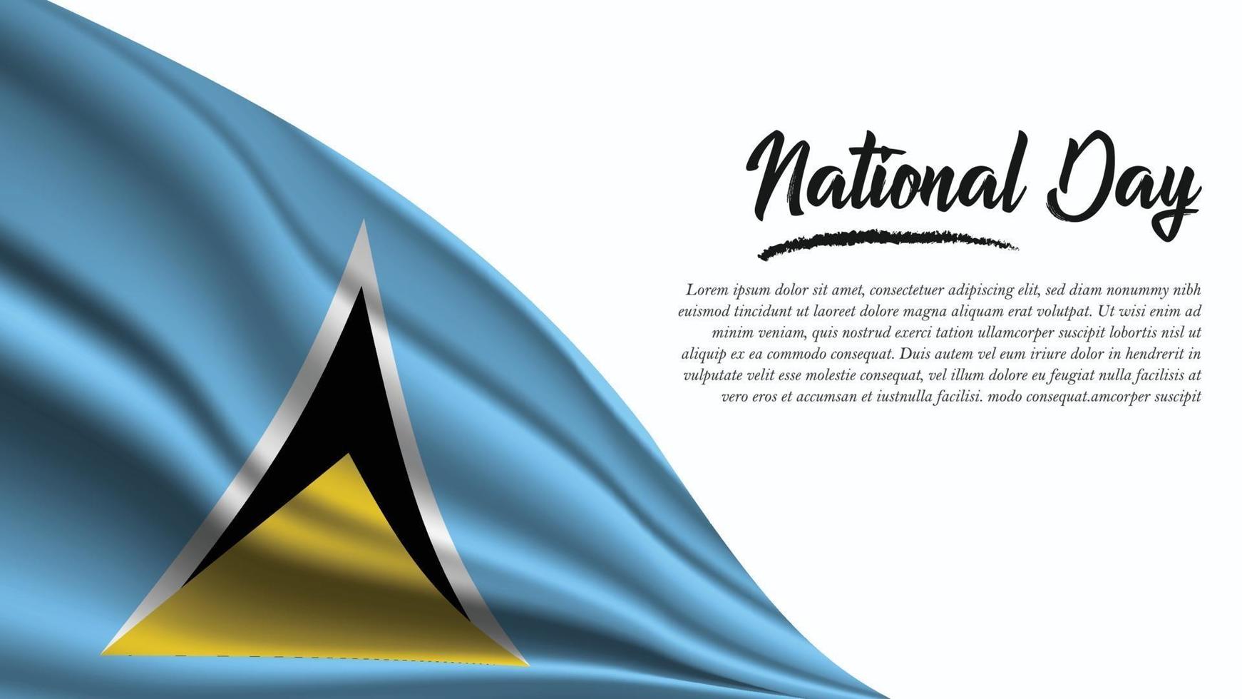 banner do dia nacional com fundo da bandeira de santa lucia vetor