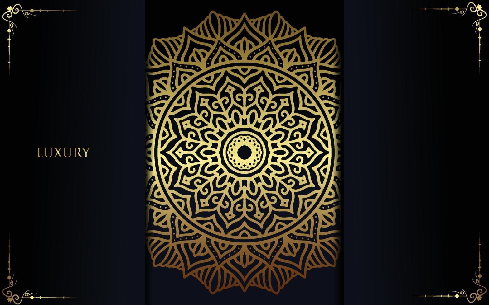 Fundo ornamentado de mandala de ouro de luxo para convite de casamento vetor