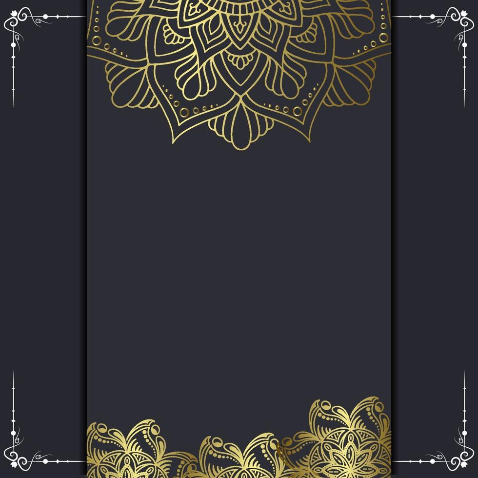 Fundo ornamentado de mandala de ouro de luxo para convite de casamento vetor