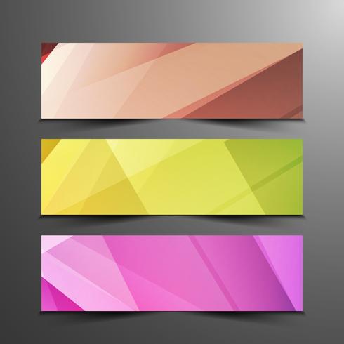 Conjunto de bandeiras geométricas elegantes coloridas abstratas vetor