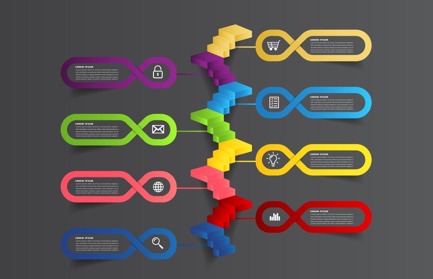 intensificar o conceito de sucesso empresarial. vetor de infográfico de escada