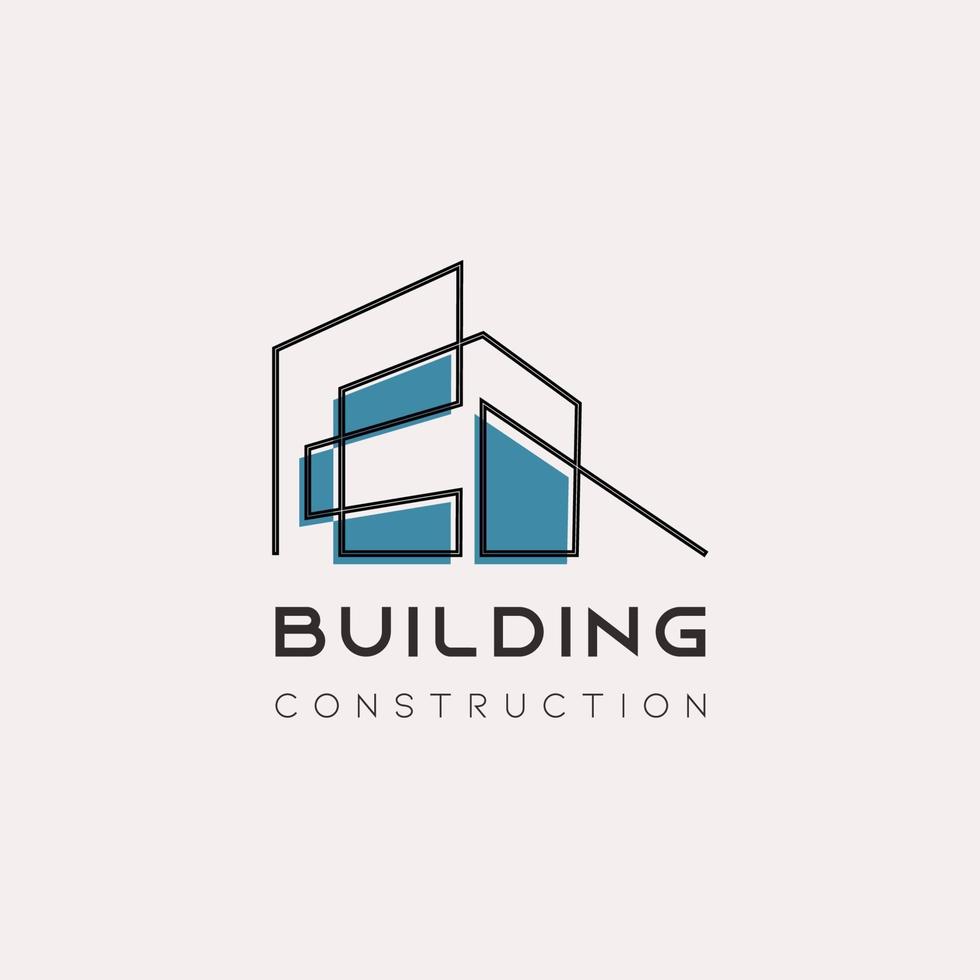 Ícone de logotipo de construção de edifício minimalista com design simples vetor