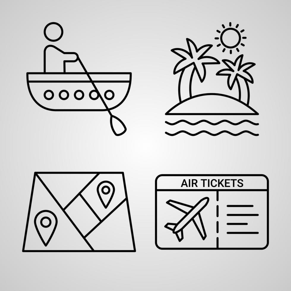 conjunto simples de ícones de linha de vetor de viagem