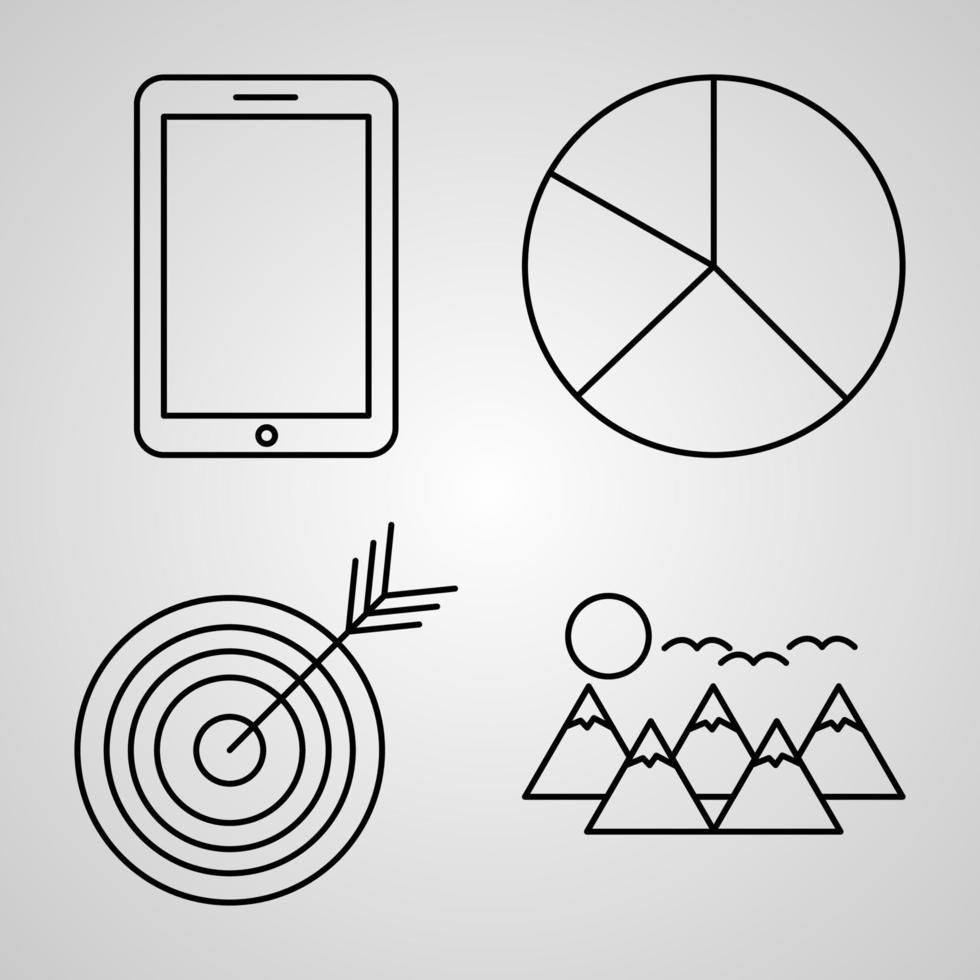 conjunto de ícones de linha de marketing de símbolo vetorial em estilo de contorno moderno vetor
