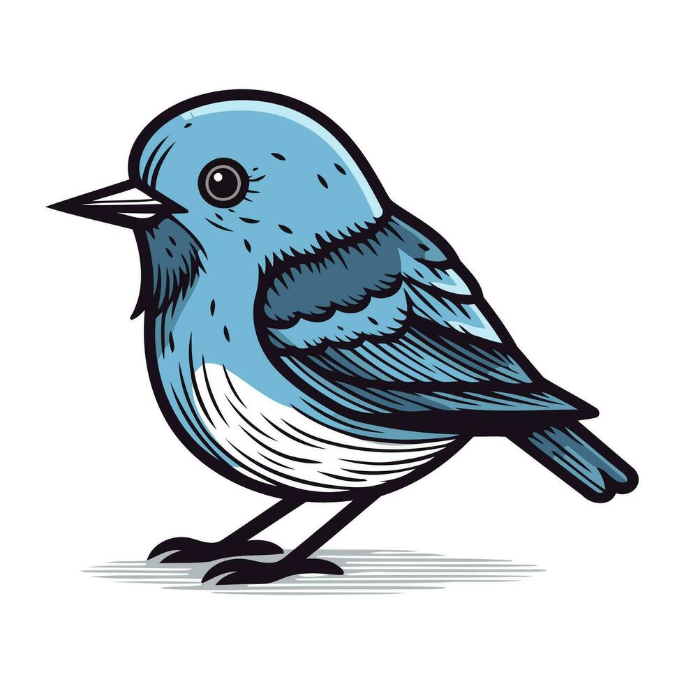 azul pássaro em uma branco fundo. vetor ilustração do uma pássaro.
