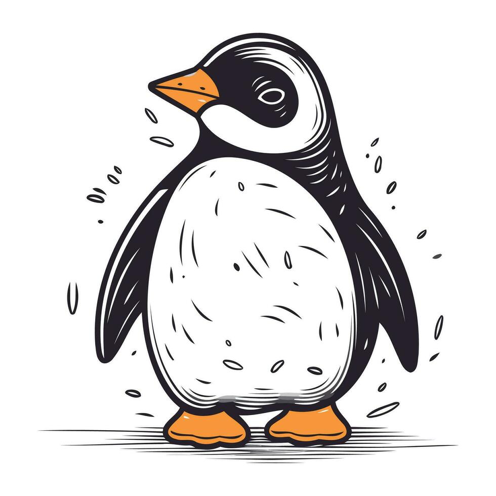 fofa pinguim. esboço para seu Projeto. vetor ilustração.