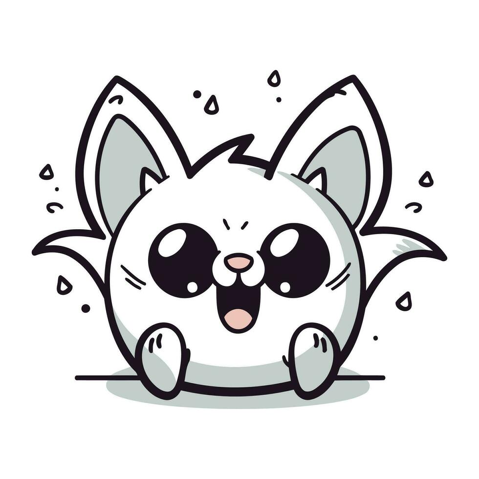 fofa pequeno gato kawaii personagem ícone vetor ilustração ícone de design