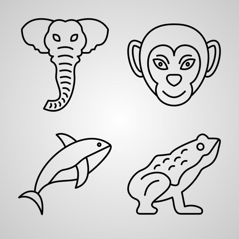 fundo de cor branca da coleção de ícones de animais vetor