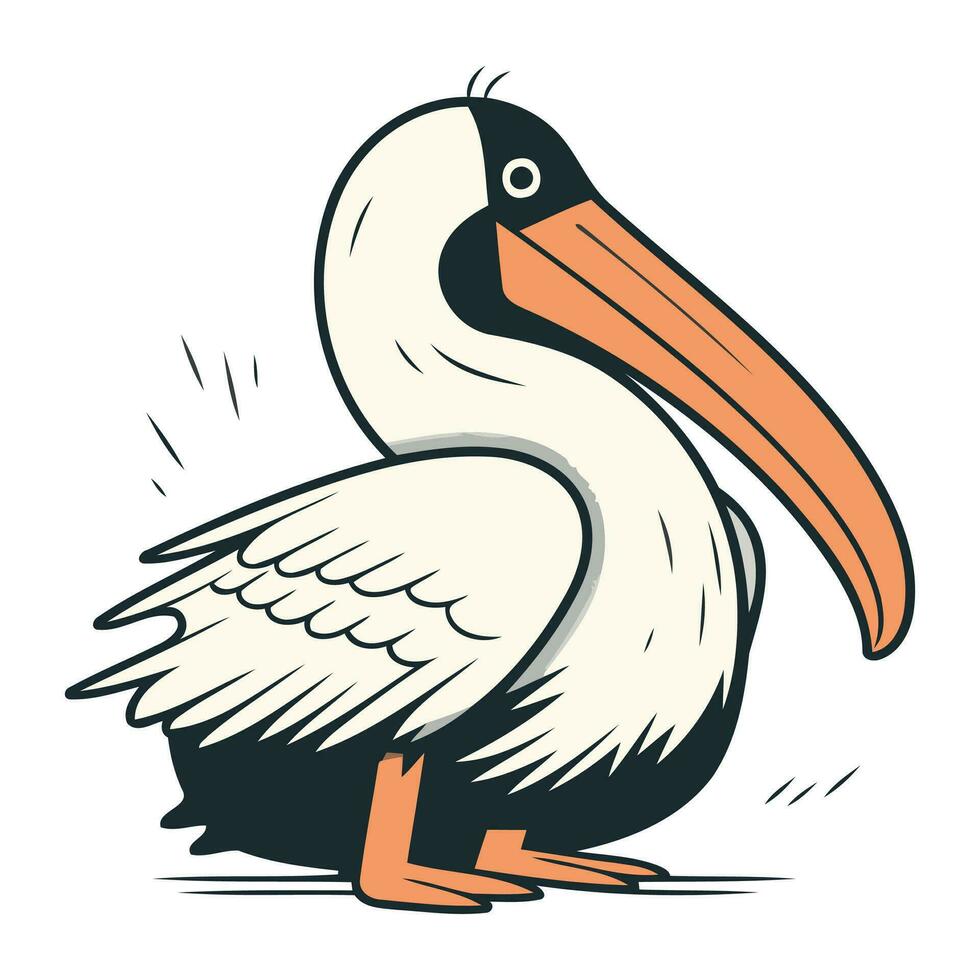 pelicano vetor ilustração isolado em branco fundo. desenho animado pelicano.