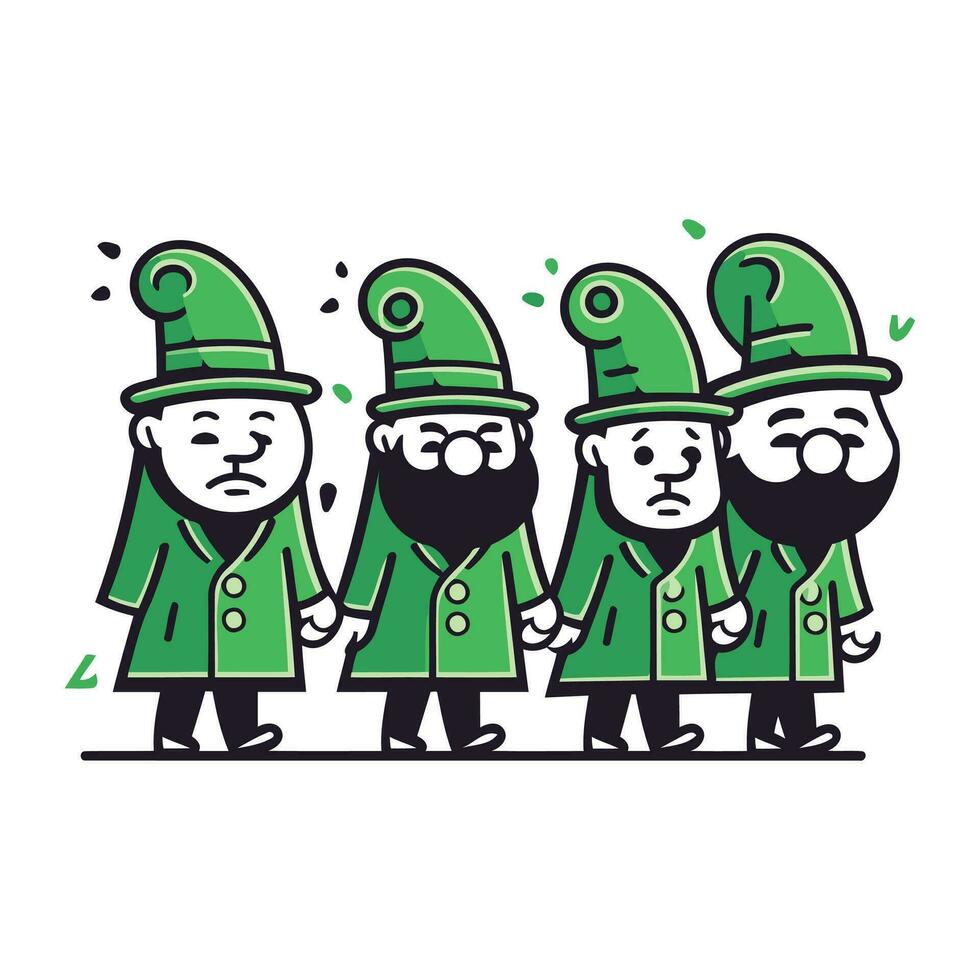 desenho animado gnomos. vetor ilustração do gnomos dentro verde roupas.